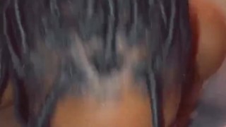 Cute petite ebony girl walk in an start sucking a big black cock aka fuck a fan