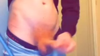 CUM SHOT, White Ginger Twink, Solo Gay Male 
