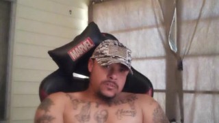 Sexy army guy self fucking doggy style and jacking off