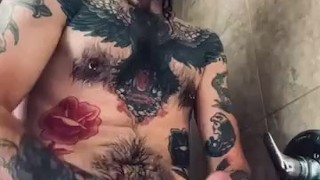 Two Hands Big Dick Shower Cum