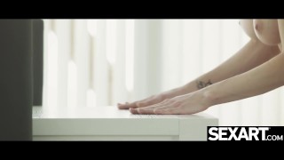 Office flirt gets fucked to a hot creampie on the boardroom desk