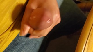 Stroking my lil dick until I cum twice.