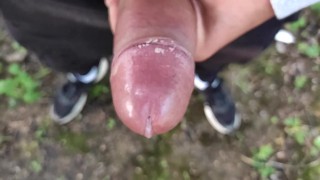 Unwashed cheesy cock cums close up