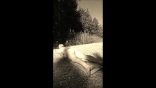 Nude Gymnastic Stretching Legs in Nature with Andy Juli 2021