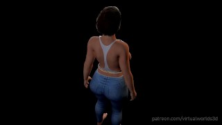 Tight Jeans Short Hair Breast Expansion