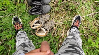 4 times piss and cumshot on my used boots and sneakers