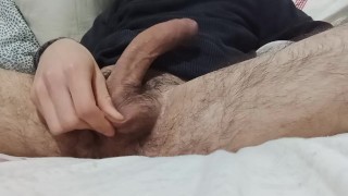 Touching my cum-filled balls
