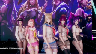 MMD Hello Venus -Wiggle Wiggle Striptease Ahri Akali Kaisa Evelynn Seraphine KDA