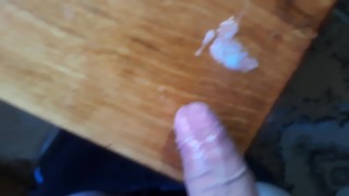 I finished on the table very thick sperm 