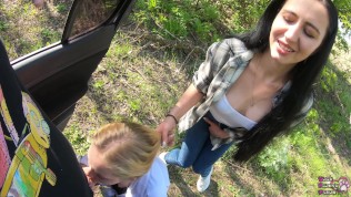 Girlfriend lost at rock-paper-scissors and had to suck fellow traveler – EPIC FACIAL – POV