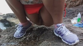 Pee on Sea side rocks