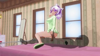 3D HENTAI Lovely girlfriend in green pajamas reverse cowgirl