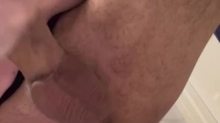 Stroking my hard cock and Shooting my cumshot before my shower