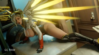 Doggy Style sex with Hot Flexible Mercy on table. GCRaw. Overwatch 