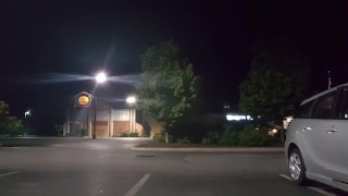 Exhibitionist twink strips in parking lot at night