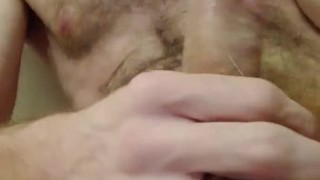 Hot horny ginger stroking big dick