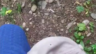 Outdoor naked Daddy in the forest