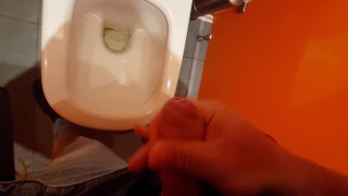 Guy CUMS in PUBLIC bathroom THERE ARE OTHER PEOPLE!