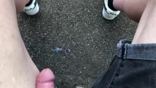 Horny in a park, 2 guys are sitting around the corner, had to be quick.