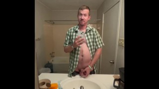 Weird Blonde Man Peeing in the Bathroom Sink Like an Asshole