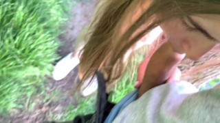 First date with 18 year old cutie on the river bank ended with blowjob and cum in mouth