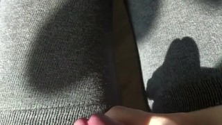 Femboy cums on stockings and moans. POV