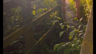 Naked in the bushes by road