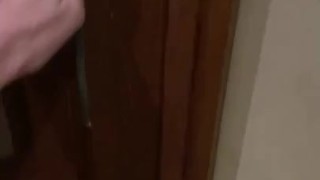 Czech twink trying to get caught jerking off in public toilet 