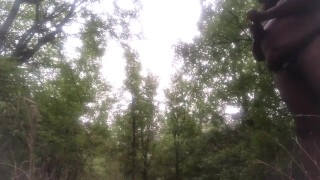 Stroking Naked in woods