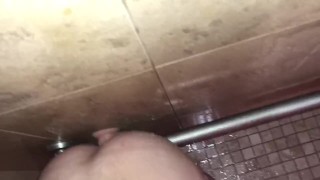 Bubblebutt Twink rides dildo in shower