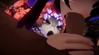 Ahegao Tattooed Gothic Mommy gives face fuck on Midnight Rooftop