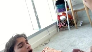 Hot Curly Haired Twink Rubs Big Uncut Dick On Boyfriend's Huge Cut Cock and Makes Him Explode 