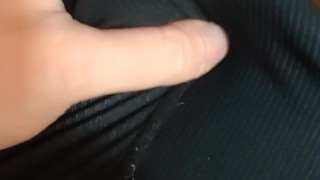 Cum pouring out through boxer briefs after edging