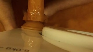Riding my dildo, doggy style with a touch