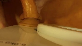 Riding my dildo, doggy style with a touch