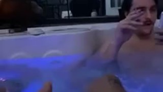 Blowing loads in the hot tub