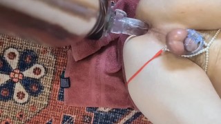 Fucking my ass all day while locked in chastity 