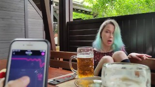 Remote orgasm control of my Stepsister in bar !