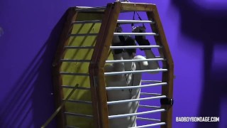 Caged twink Thomas gets tormented by Kayden