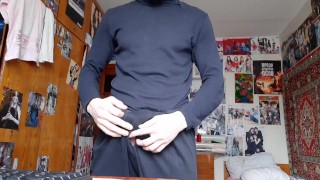 english teen hides his cock under his pants