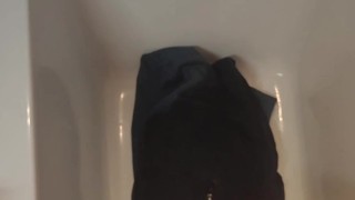 Wetting my jeans, pissing and cuming on them.