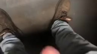 Playing with my cock in the bathroom at work