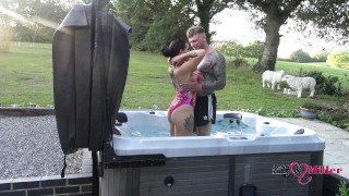 passionate outdoor sex in hot tub on naughty weekend away