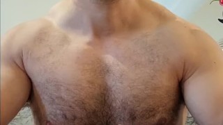 Muscle bear flexing and showing off armpits!