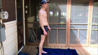 strip and cum outdoors