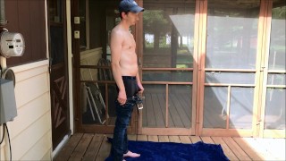 strip and cum outdoors