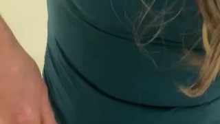 Tiny caged sissy sits on huge dildo while hammering balls 