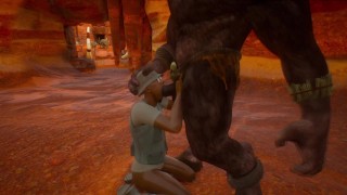 Minotaur fucks archaeologist's ass hard 3D