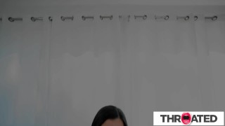 Throated - Brunette Bombshell Gets Filled With Cock And Spit