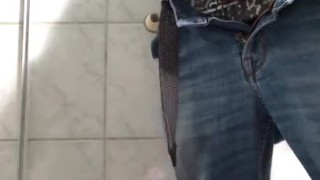 Jerking in the bathroom